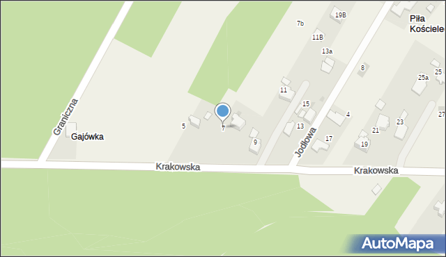 Piła Kościelecka, Krakowska, 7, mapa Piła Kościelecka