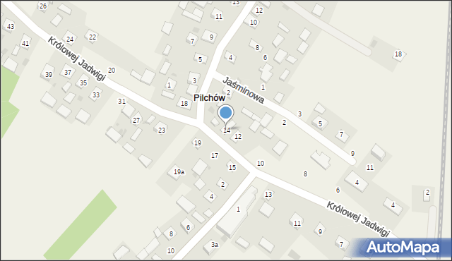 Pilchów, Królowej Jadwigi, 14, mapa Pilchów