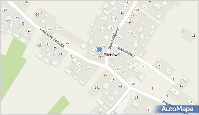 Pilchów, Królowej Jadwigi, 18, mapa Pilchów