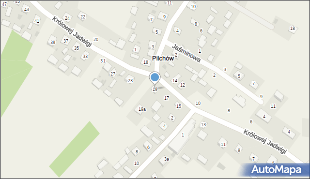 Pilchów, Królowej Jadwigi, 19, mapa Pilchów