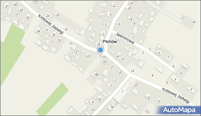 Pilchów, Królowej Jadwigi, 21, mapa Pilchów