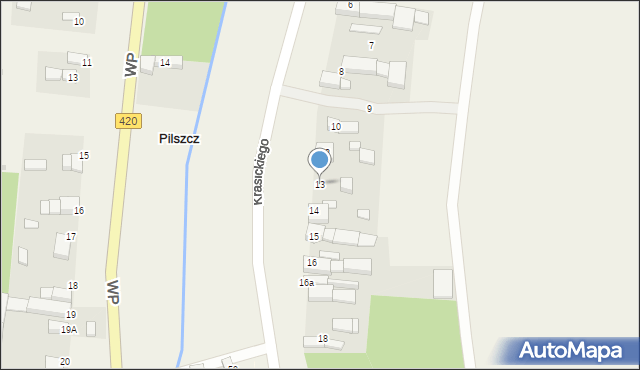 Pilszcz, Krasickiego Ignacego, bp., 13, mapa Pilszcz