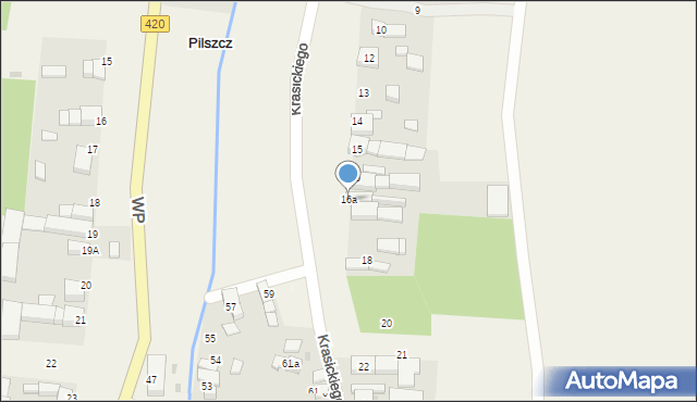 Pilszcz, Krasickiego Ignacego, bp., 16a, mapa Pilszcz