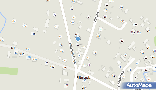 Pilzno, Kraszewskiego, 58, mapa Pilzno