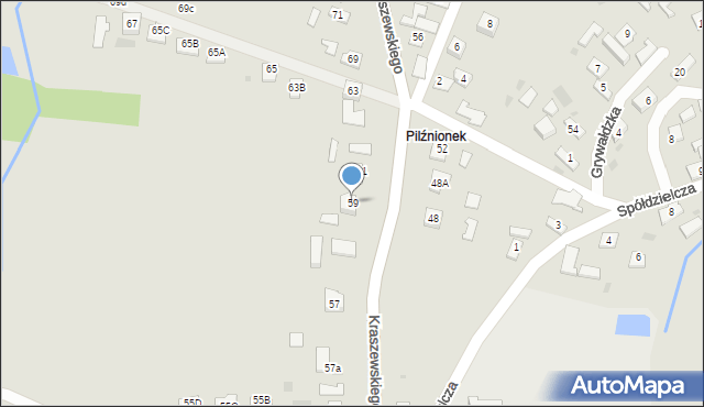 Pilzno, Kraszewskiego, 59, mapa Pilzno