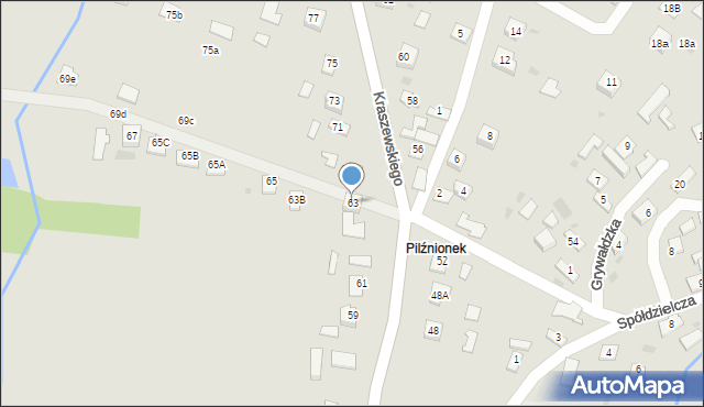 Pilzno, Kraszewskiego, 63, mapa Pilzno