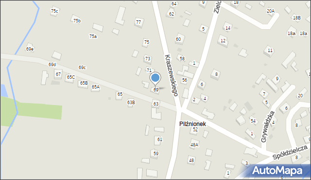 Pilzno, Kraszewskiego, 69, mapa Pilzno