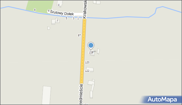 Piotrków Trybunalski, Krakowskie Przedmieście, 118, mapa Piotrków Trybunalski