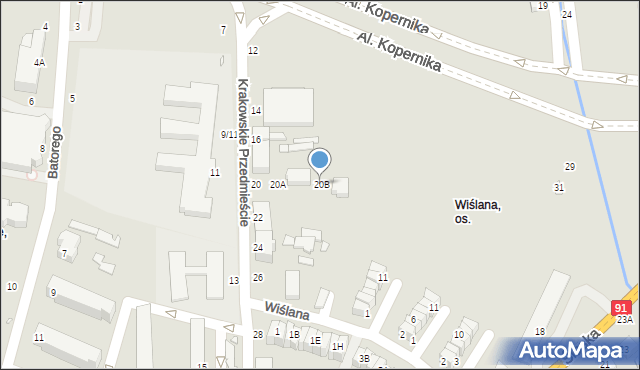 Piotrków Trybunalski, Krakowskie Przedmieście, 20B, mapa Piotrków Trybunalski