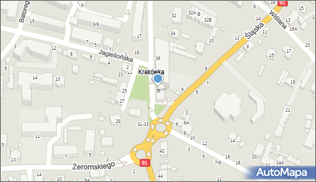 Piotrków Trybunalski, Krakowskie Przedmieście, 38, mapa Piotrków Trybunalski