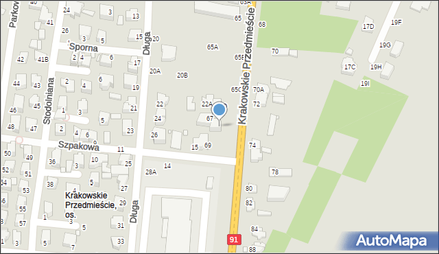 Piotrków Trybunalski, Krakowskie Przedmieście, 67A, mapa Piotrków Trybunalski