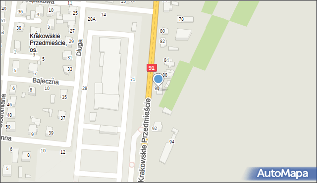 Piotrków Trybunalski, Krakowskie Przedmieście, 90a, mapa Piotrków Trybunalski