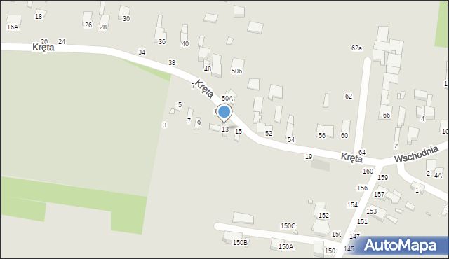 Piotrków Trybunalski, Kręta, 13, mapa Piotrków Trybunalski