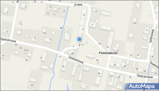 Piotrkowiczki, Kręta, 5, mapa Piotrkowiczki