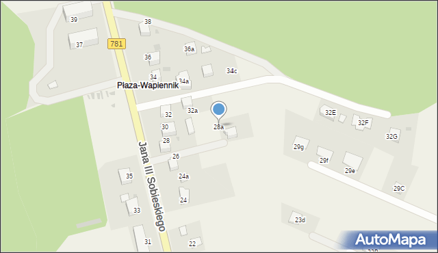 Płaza, Króla Jana III Sobieskiego, 28a, mapa Płaza