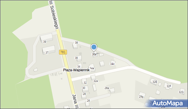 Płaza, Króla Jana III Sobieskiego, 36a, mapa Płaza