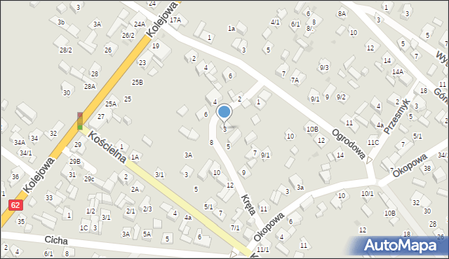 Płock, Kręta, 3, mapa Płock