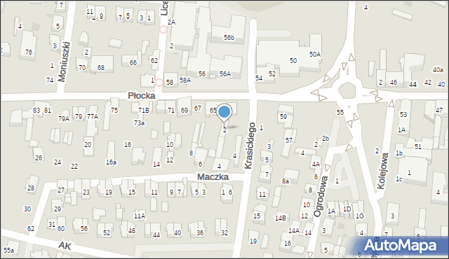 Płońsk, Krasickiego Ignacego, bp., 2, mapa Płońsk