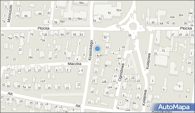 Płońsk, Krasickiego Ignacego, bp., 5, mapa Płońsk