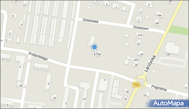 Poddębice, Krasickiego Ignacego, bp., 4, mapa Poddębice