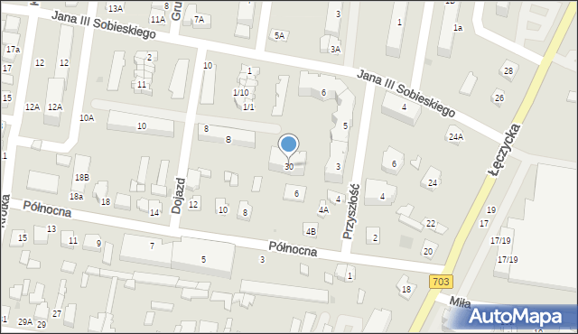 Poddębice, Króla Jana III Sobieskiego, 30, mapa Poddębice