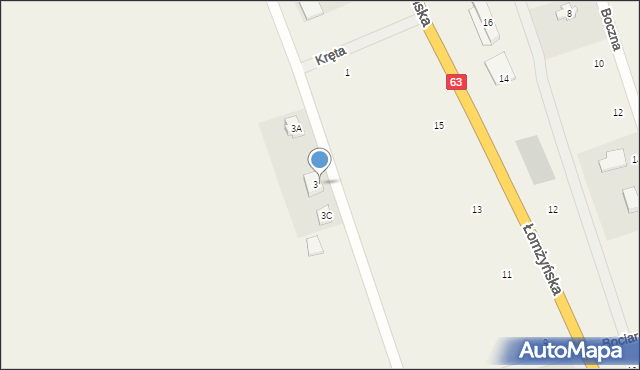 Podgórze, Kręta, 3B, mapa Podgórze