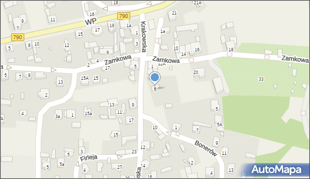 Podzamcze, Krakowska, 6, mapa Podzamcze