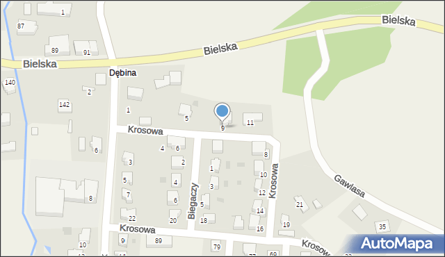 Pogórze, Krosowa, 9, mapa Pogórze