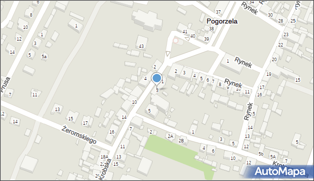 Pogorzela, Krobska, 3, mapa Pogorzela