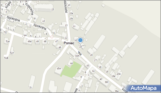 Poniec, Krobska, 14, mapa Poniec