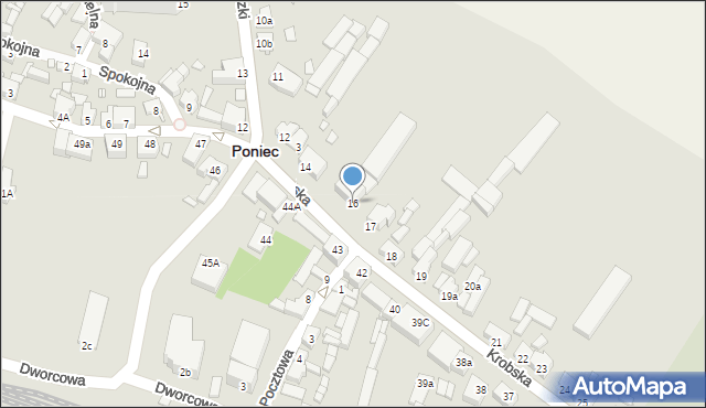 Poniec, Krobska, 16, mapa Poniec