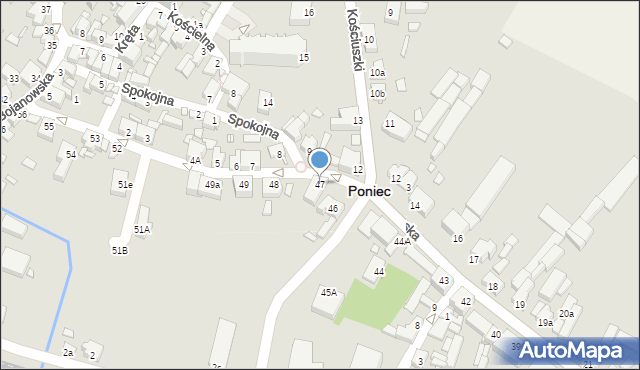 Poniec, Krobska, 47, mapa Poniec