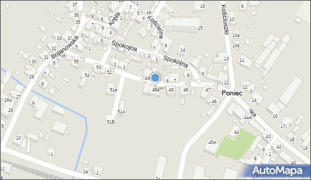 Poniec, Krobska, 49a, mapa Poniec