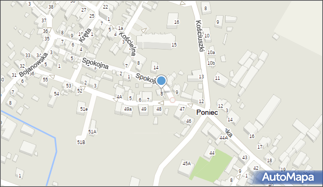 Poniec, Krobska, 8, mapa Poniec