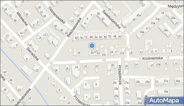 Poznań, Krośnieńska, 23, mapa Poznania