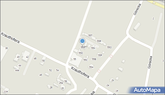 Poznań, Krauthofera Jakuba, 55G, mapa Poznania