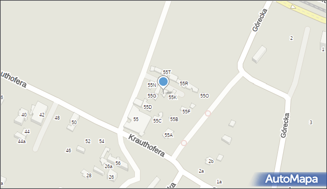 Poznań, Krauthofera Jakuba, 55L, mapa Poznania