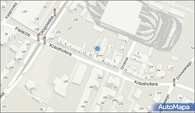 Poznań, Krauthofera Jakuba, 17, mapa Poznania