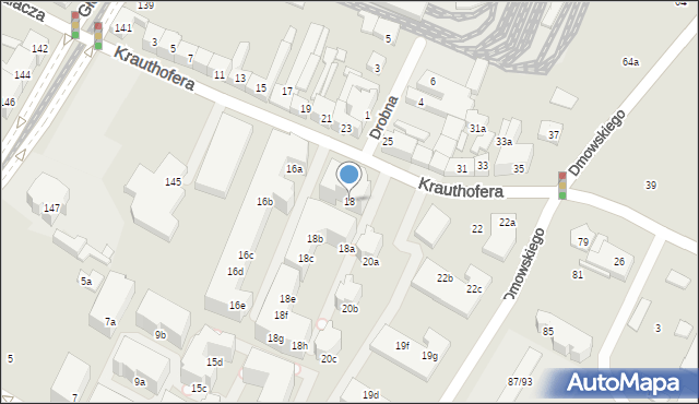 Poznań, Krauthofera Jakuba, 18, mapa Poznania