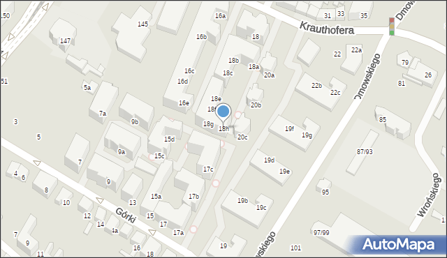 Poznań, Krauthofera Jakuba, 18h, mapa Poznania