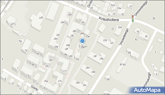 Poznań, Krauthofera Jakuba, 20b, mapa Poznania