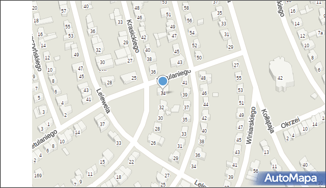 Poznań, Krasickiego Ignacego, bp., 34, mapa Poznania