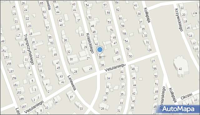 Poznań, Krasickiego Ignacego, bp., 38, mapa Poznania