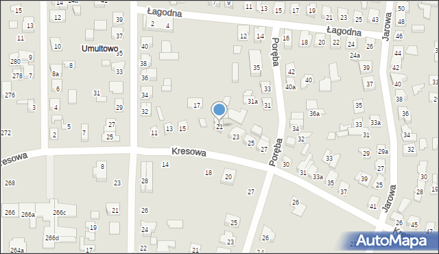 Poznań, Kresowa, 21, mapa Poznania