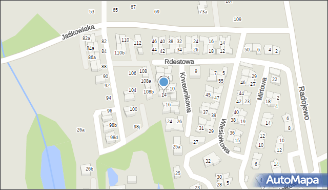 Poznań, Krwawnikowa, 14, mapa Poznania