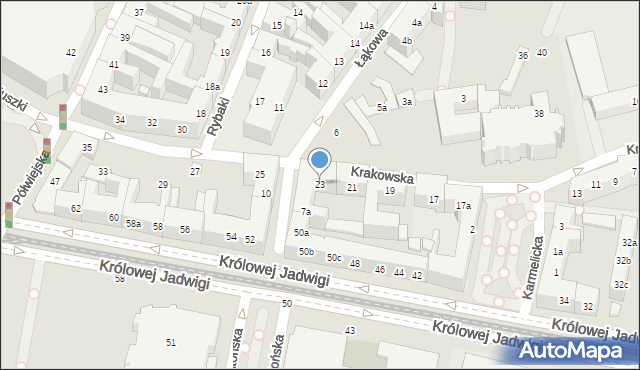 Poznań, Krakowska, 23, mapa Poznania