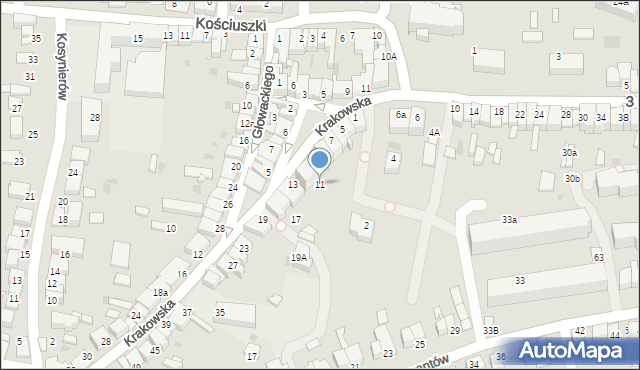 Proszowice, Krakowska, 11, mapa Proszowice
