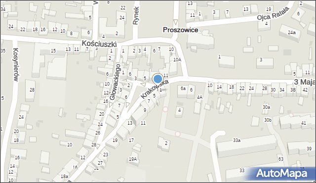 Proszowice, Krakowska, 3, mapa Proszowice