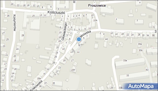 Proszowice, Krakowska, 9, mapa Proszowice