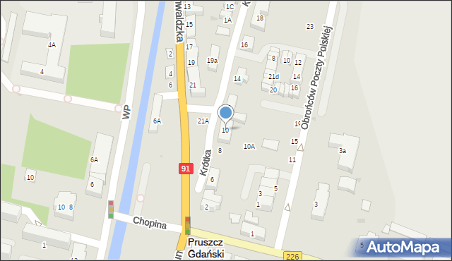 Pruszcz Gdański, Krótka, 10, mapa Pruszcz Gdański